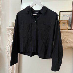 Madewell Women's Oversized-Fit Button-Up Blouse Black size XS